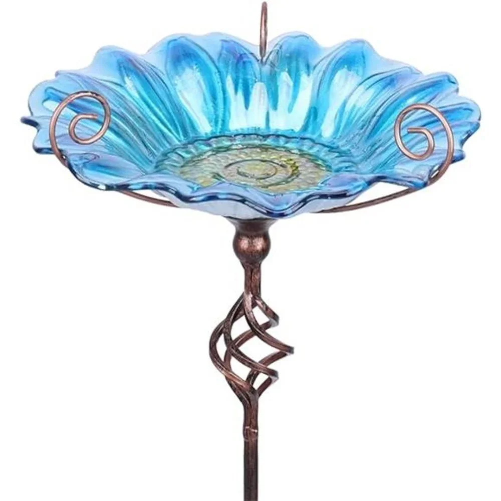 Bird Baths for Outdoors, Outdoor Bird Bath,Glass Birdbath Sunflower Bird Feeders